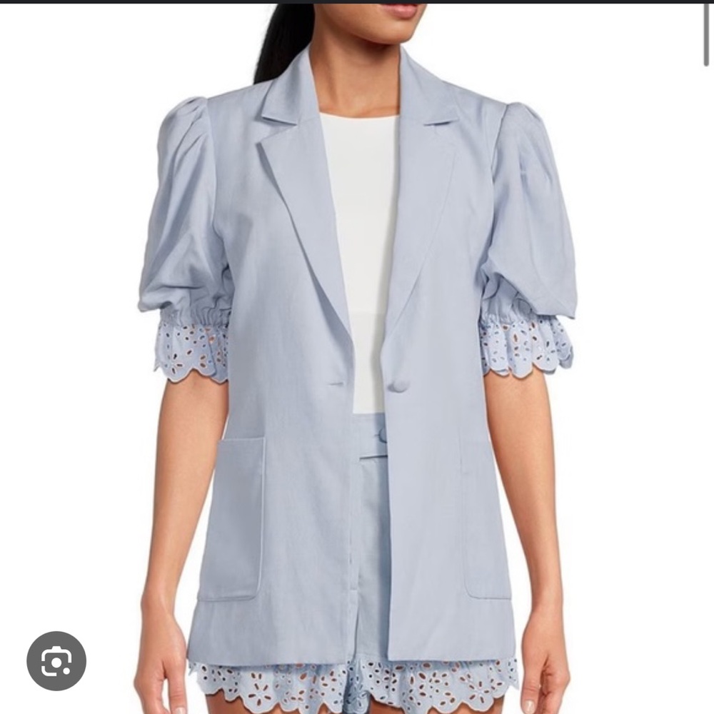 Gianni Bini Light Blue Puff Sleeve Eyelet Set